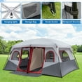 thumbnail image 4 of 10 Person Family Cabin Tent, 2 Room Huge Tent with Storage Pockets for Camping Accessories, 4 of 10