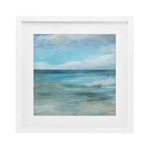 Stupell Industries Aqua Ocean Horizon Abstract White Framed Print Under Glass, design by Carol Robinson