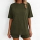 thumbnail image 1 of TaTaai Women's Summer Lounge Set Short Sleeve Round Neck T-Shirt and Elastic Waist Shorts Solid Color Matching Two Piece with Pockets for Comfortable Daily Wear Gift, 1 of 7