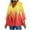 Orange, variant on Aofany Women's Casual 3/4 Sleeve Tops Pleated With Layered V-neck Gradient Loose Fit Swing Top Blouse