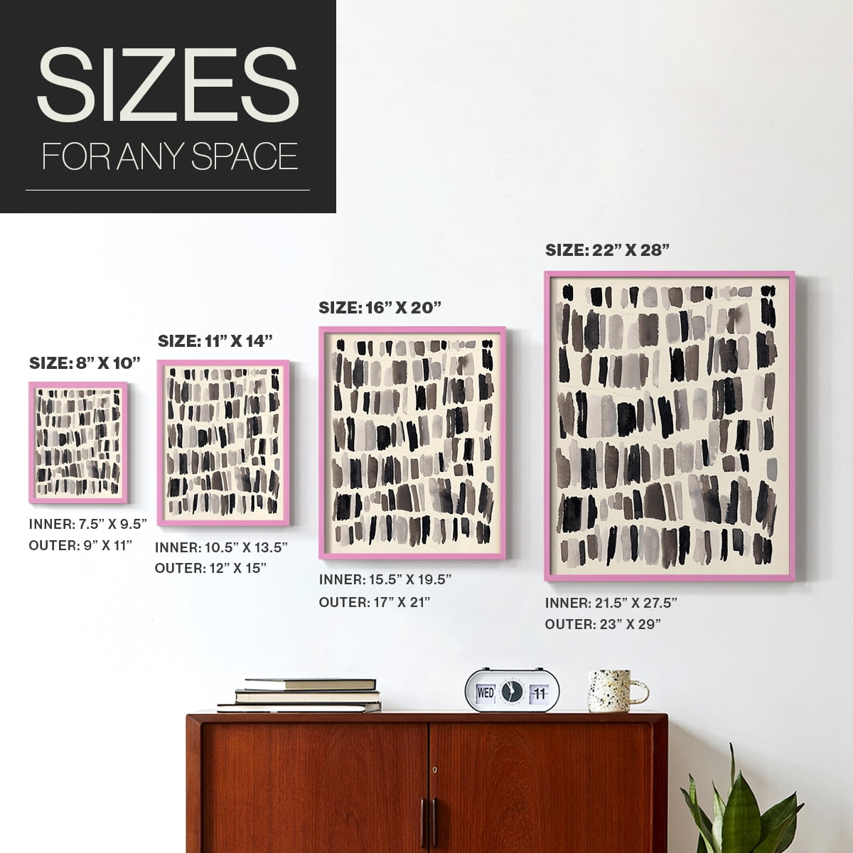 Chalk and Flint II Framed Print in Pink Solid Wood Framed Print No Nail Hanging