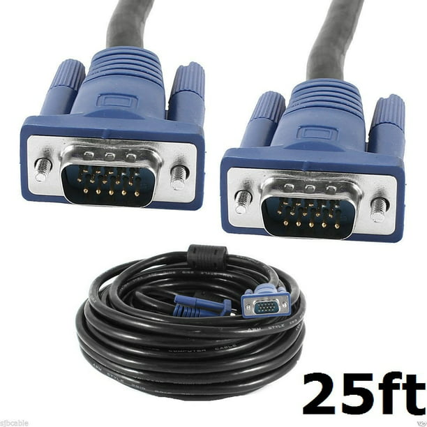 CableVantage HD15 15Pin 8M VGA Male to Male VGA Video 25FT Cable For TV  Computer Monitor Blue For PC TV Computer Monitor Extension VGA Cable