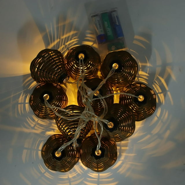 10 UDS. De Luces de Cadena de Ratán, Bolas Led De Ratán para Decoración para Fiesta de Boda en El Hogar