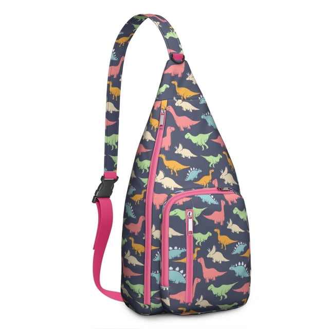 Cute Cartoon Dino Sling Backpack - Funny Dinosaur Pattern Crossbody Bag, Fashionable Pack for Commuters