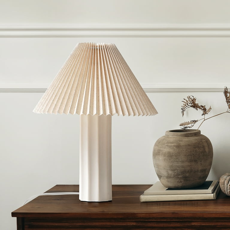 SUNMORY 17.5'' Ceramic Table Lamps with Pleated Fabric Lamp Shade