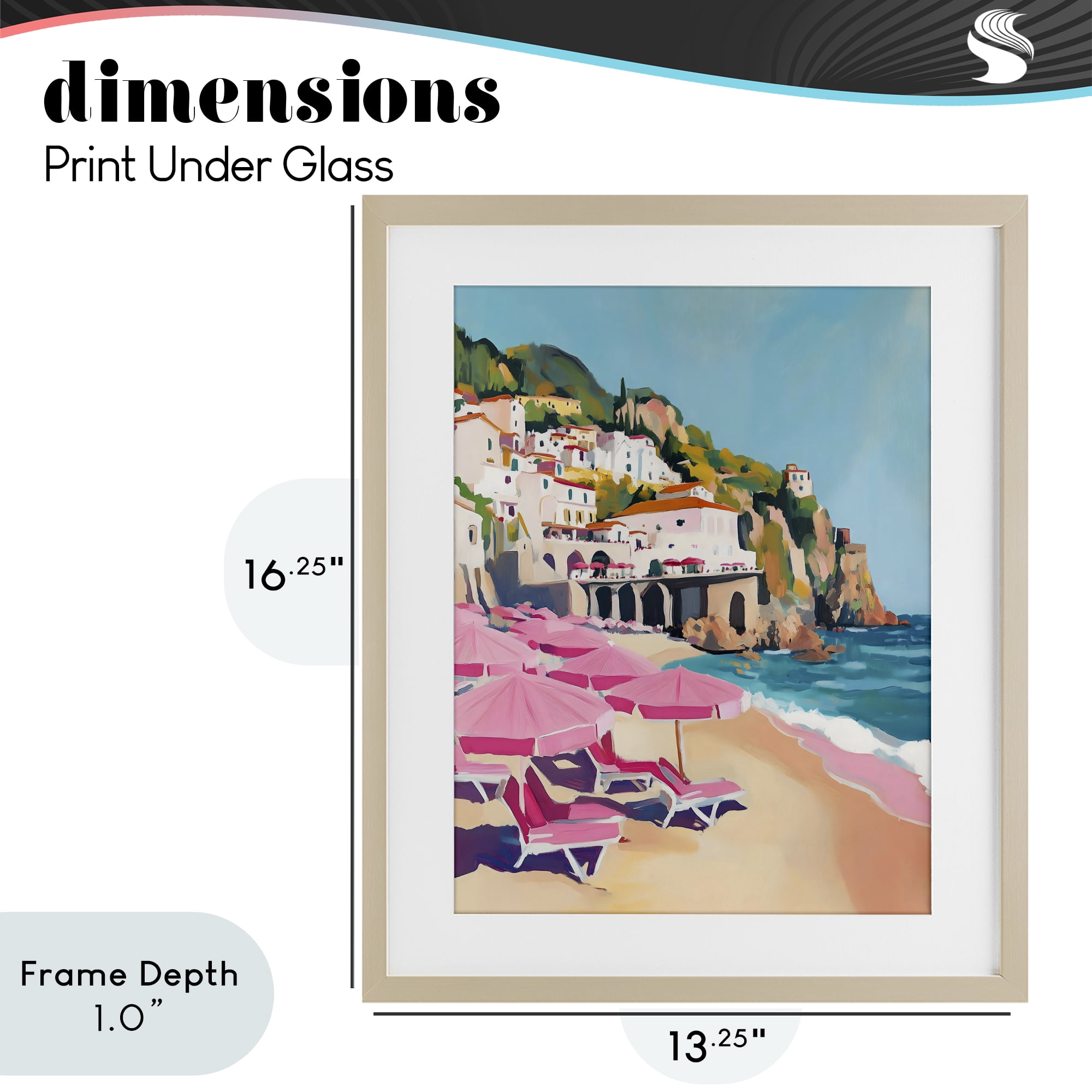 Stupell Industries Pink Beach Chairs on Shoreline Birch Framed Print Under Glass, design by The Prints Vibe
