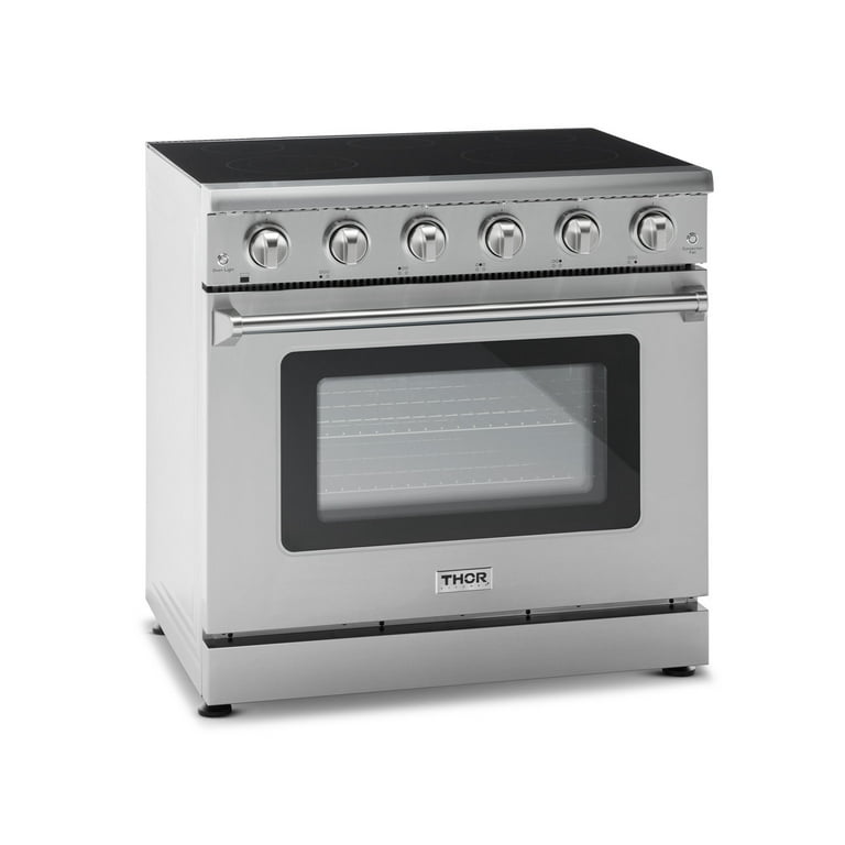 Thor Kitchen 36-in Glass Top 5 Elements 6-cu ft Convection Oven  Freestanding Electric Range (Stainless Steel)