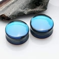 thumbnail image 2 of A Pair of Midnight Moon Iridescent Glass Double Flared Ear Gauge Plug, 2 of 3