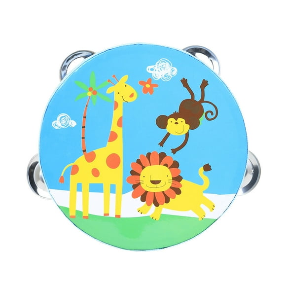 Tambourine For Kids Portable Wooden Kids Tambourine With Metal Easy To Play Educational Baby Tambourine With Clear Sound For Young Musicians Animals,School And Family Performance Musical for Kids 5