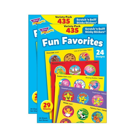 TREND Fun Favorites Stinky Stickers Variety Pack, 435 Per Pack, 2 Packs