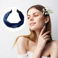 thumbnail image 6 of Unique Bargains Velvet Knotted Headbands Hairband for Women 1.2 Inch Wide Navy Blue, 6 of 7