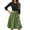 Army Green, variant on WTOBBY Women's Solid Color Waistband Round Neck 3/4 Sleeve Dress, Flowy Casual Midi Sundress with Minimalist Elegance for Summer,Army Green L