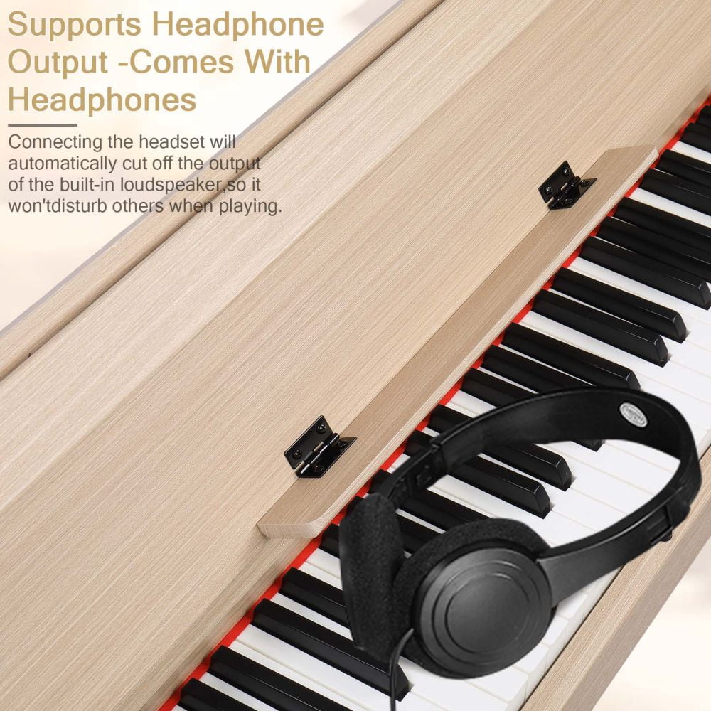 88 Key Full Weighted Keyboard Piano Electric Keyboard Piano, Digital Piano with Professional 3 Pedal, 2 Stereo Speakers, USB-MIDI Connectivity and Unique Clamshell Design (Natiual, GDP-206)
