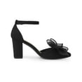 thumbnail image 3 of BLISSFUL STEP Women's Bow Knot Pointed Toe Block Heel Pumps Black 8, 3 of 8