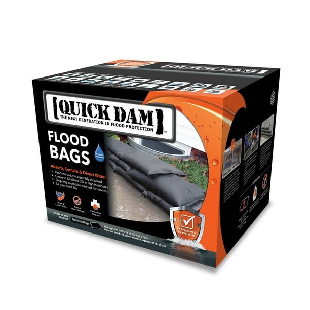 Quick Dam Expanding Sandless Sandbag, 12" X 24", 20 bags per case