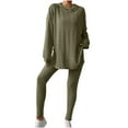 thumbnail image 2 of tarylea 2 Piece Lounge Sets for Women Ribbed Knitted Long Sleeve Hoodies Slim Fitted Leggings Casual Fall Comfy Outfits, 2 of 9