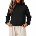 thumbnail image 5 of vdgthytj Sweatshirts for Women Quarter Zip Stand Collar Long Sleeve Pleated Fall Winter Athleisure Pullover Tops with Pocket(Small,Black), 5 of 8
