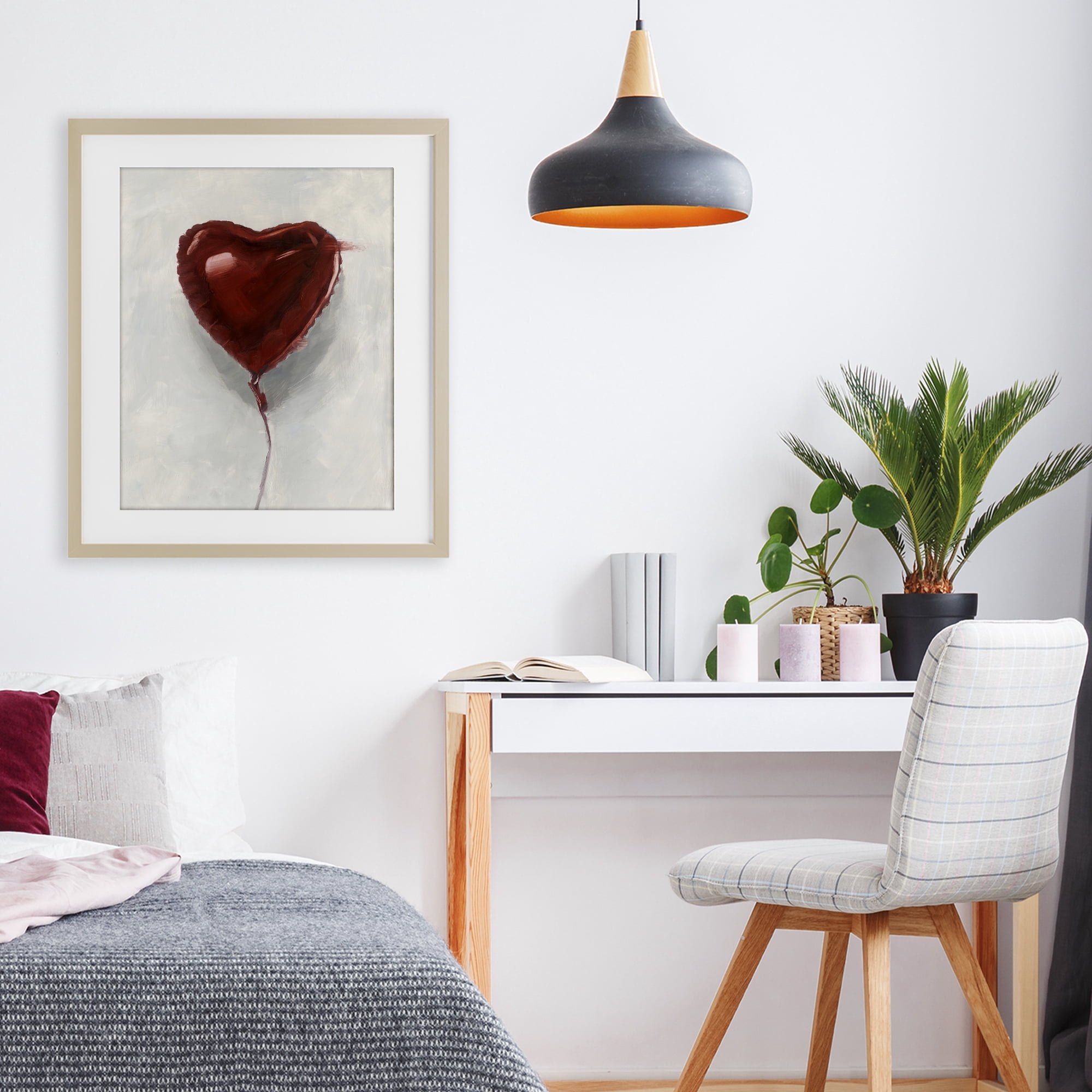Stupell Industries Heart Shaped Balloon Birch Framed Print Under Glass, design by Ethan Harper