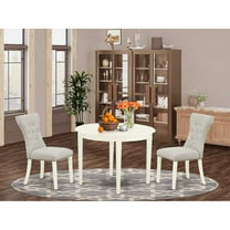East West Furniture Dining Room Set Linen White, BOGA3-WHI-35