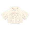 thumbnail image 3 of YONGHS Infant Baby Girls Faux Fur Cloak Jacket Princess Cape Coat with Pom Pom Winter Outwear White 2-3, 3 of 7