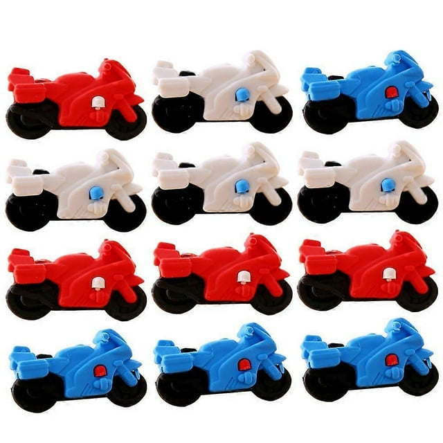 12Pcs Toddlers Erasers Motorbike Shaped Erasers Kids Erasers Cartoon Motorcycle Erasers