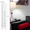 thumbnail image 4 of GE 6-Grounded Outlet Surge Protector, 840J, 8ft. Braided Cord, White – 62703, 4 of 8