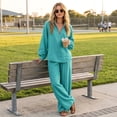 thumbnail image 6 of Linen Two Piece Sets for Women V Neck Zipper Matching Sets Loungewear Fall Travel Outfits Fashion 2026 ,M, 6 of 7