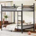 thumbnail image 3 of Leumius Full over Full Metal Bunk Bed with Unique Curved Guardrail Design, Round Tube Bunk Bed Frame, Metal Bunk Bed Frame for Kids Teens Adults Black, 3 of 9