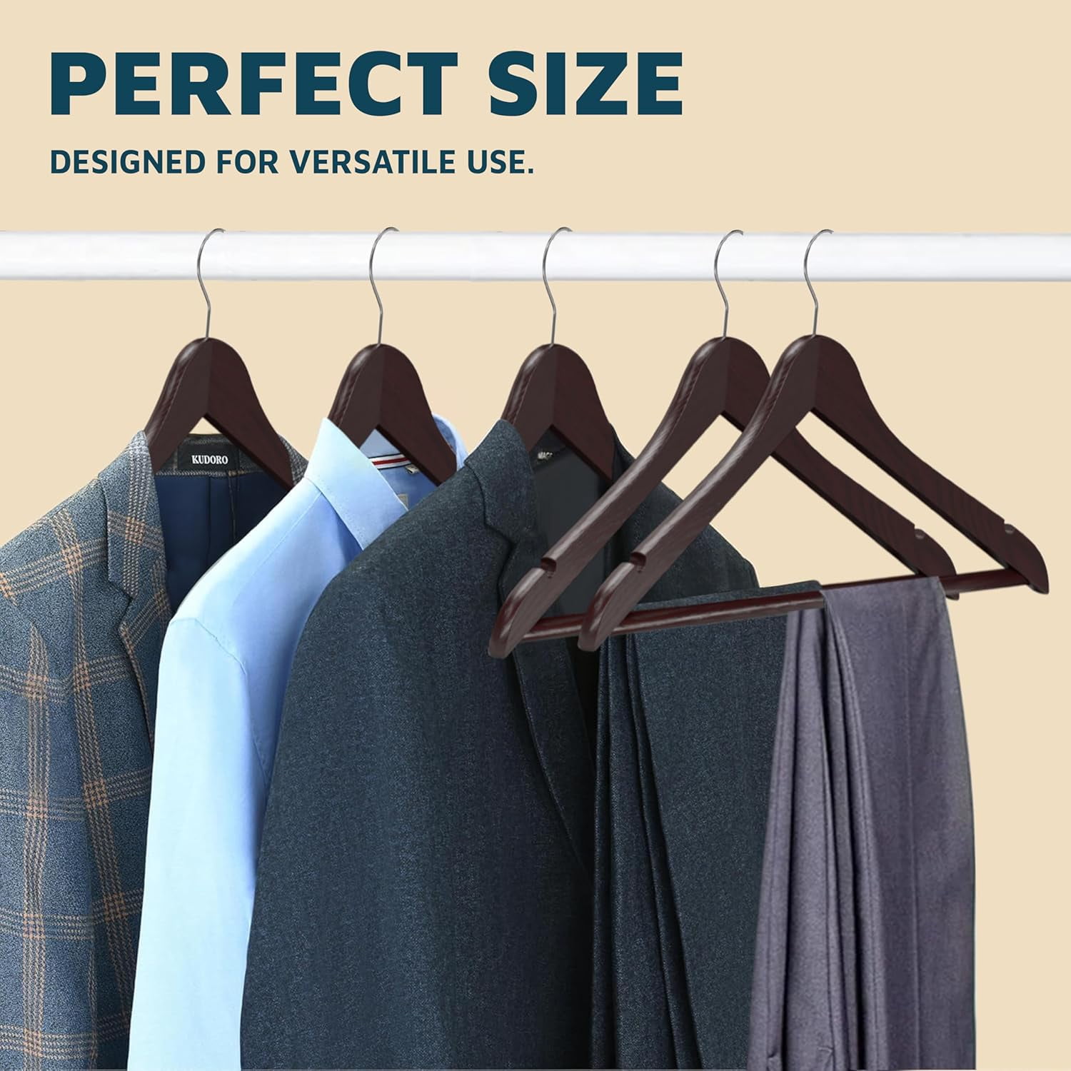 Lifemaster Wooden Hanger Set, 30-Pack – Non-Slip, Space-Saving Hangers for Suits, Coats, Jackets, Pants & Dresses with 360° Swivel Hooks, Cherry