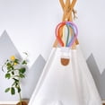 thumbnail image 2 of CSCHome Hot Air Balloon Rainbow Wall Hanging,Kids Room Wall Decoration,Macrame Ring Tassel Scene Pendants, 2 of 5