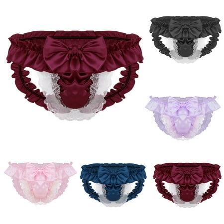 Isvgxsz New Mens Bikini Underwear Mens Lace Briefs Open Butt Low G-String Thong Underwear Panties Breathable Underwear Mens Briefs Men s New Arrivals Underpants Purple