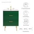 thumbnail image 4 of Pemberly Row 24" Modern Wood/Ceramic Bathroom Vanity with Gold Legs in Green, 4 of 7