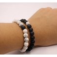 thumbnail image 5 of Opolski 2Pcs Couple Beads Bracelet Long Distance Bracelets Black and White Simple Design Couple Beads Bracelets Set for Anniversary Gift, 5 of 8