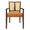 thumbnail image 7 of Christopher Knight Home Mid-Century Modern Rattan Dining Chairs, Upholstered Armchairs, Solid Wood, Walnut+Caramel, Set of 2, 7 of 7