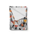 thumbnail image 2 of Geometric Soft Flannel Fleece Blanket, Polygonal Pattern Checkered Design Triangles and Lines Pattern Modern Art, Cozy Plush for Indoor and Outdoor Use, 70" x 90", Orange Black White, by Ambesonne, 2 of 5