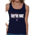 thumbnail image 1 of Awkward Styles Women's Hell Yes They're Fake Graphic Tank Tops Pink Ribbon Breast Cancer Awareness, 1 of 4