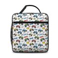 Monster Cartoon Truck White Pattern Mini Insulated Lunch Bag, School ...
