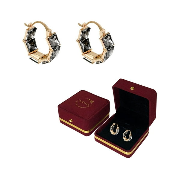 LTS EMIRA Double Hoop Crystal Earrings for Women,18K Gold/Silver Plated Huggie Cubic Zirconia Hoop Earrings Jewelry Gifts