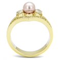 thumbnail image 3 of Luxe Jewelry Designs Women's Ion Plated Stainless Steel Three Stone Ring with Pink Synthetic Pearl -, 3 of 4