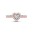 thumbnail image 3 of 14kt Rose Gold Womens Round Diamond Heart Cluster Ring 1/3 Cttw, 3 of 5