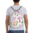 thumbnail image 2 of Drawstring Backpack - mushroom fairy house Splash Proof Small Drawstring Gym Bag for Women Men, Cinch Sports String Bag Backpack for Travel Swimming Beach, 2 of 8