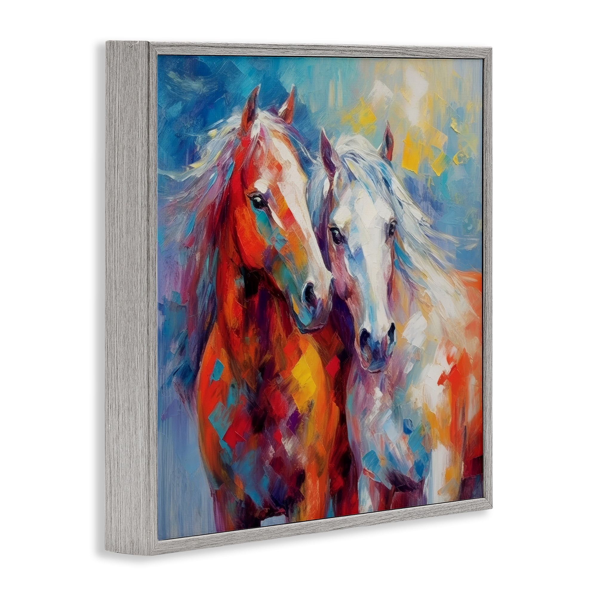 Stupell Industries Abstract Brushed Horses Animals & Insects Painting Gray Framed Art Print Wall Art, 12 x 12
