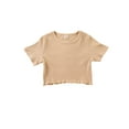 thumbnail image 3 of Girl’s Outfits Two Piece Suit Fashion Solid Color Short Sleeve T-shirt and Ruffles Short Skirt, 3 of 9