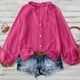thumbnail image 2 of Tops de otoño,Blusa de mujer de color liso, con encaje, escote en V, manga larga, poliéster, informal, para uso doméstico y diario, sopatenor, 2 of 8