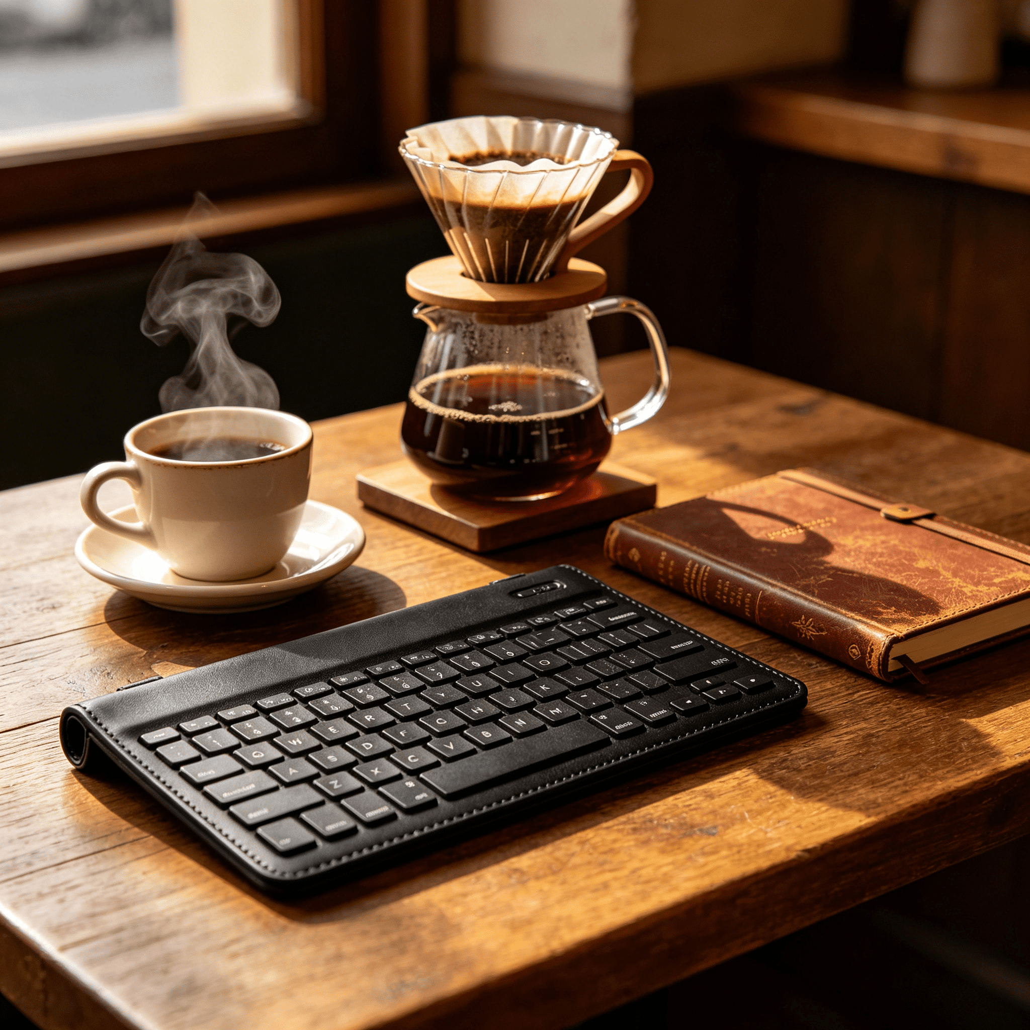 GJX 2026 New Wireless Bluetooth Android Keyboard Portable Mini Keyboard,Small Wireless Full Keyboard with Pu Leather Case for Smartphone Tablet Rechargeable