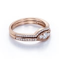 thumbnail image 2 of JeenMata Past Present Future .90 Carat Round Cut Real Diamond Asymmetrical Wedding Ring Set - Curved Wedding Band in 10k Rose Gold, 2 of 6
