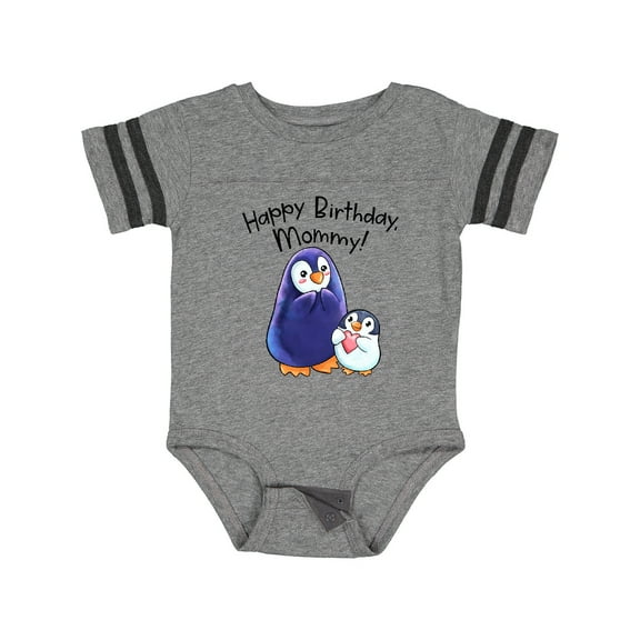 Inktastic Happy Birthday, Mommy!- Cute Penguins Boys or Girls Baby Bodysuit