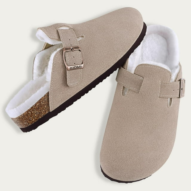 Goosecrect Sabots en Liège pour Femmes, Sandales d'Intérieur, Duveteuses, Douces, Confort, Chaussures « Potato », Mules à Semelle Intérieure en Peluche, Pantoufles, Pantoufles d'Hiver en Fourrure et Suède