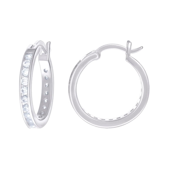 925 Sterling Silver Womens Cubic Zirconia Hoop Earrings 20x3mm Wide Hoop Earring for Women