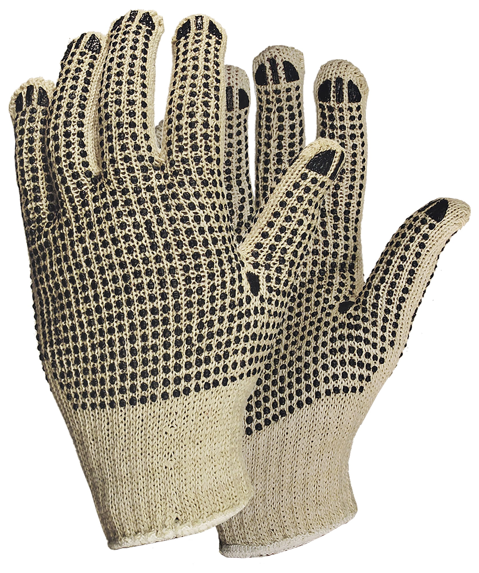 ERB Safety Coated Knit Gloves Pvc Dotted 2 Sided String Natural